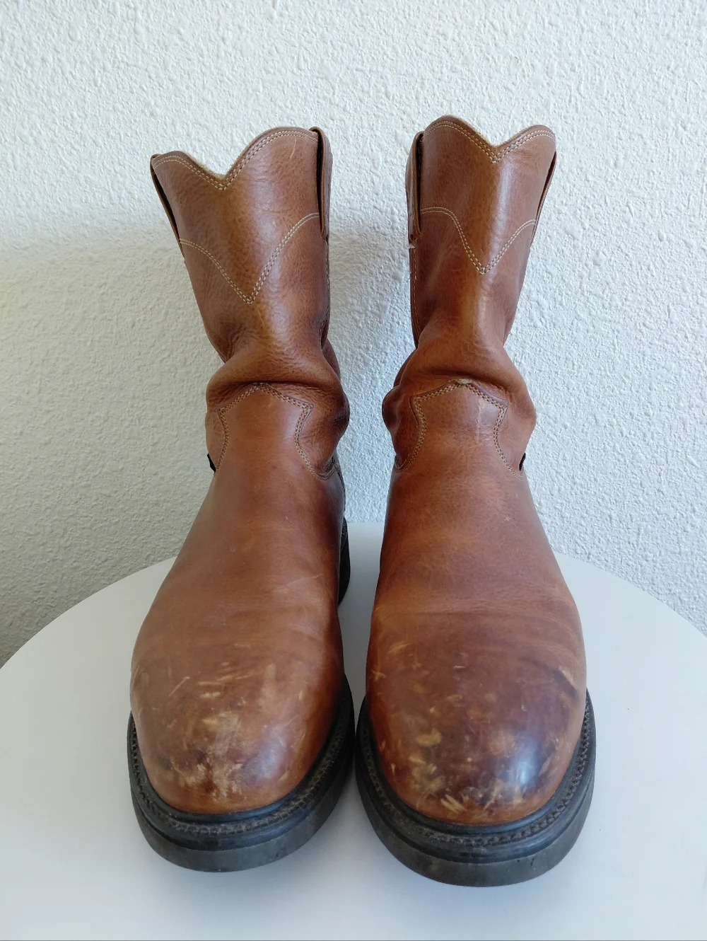 Justin Conductor Boots  Electrical 10” Shaft Work 4766 Leather Copper USA